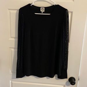 Anne Klein Black & Silver Blouse Size M
